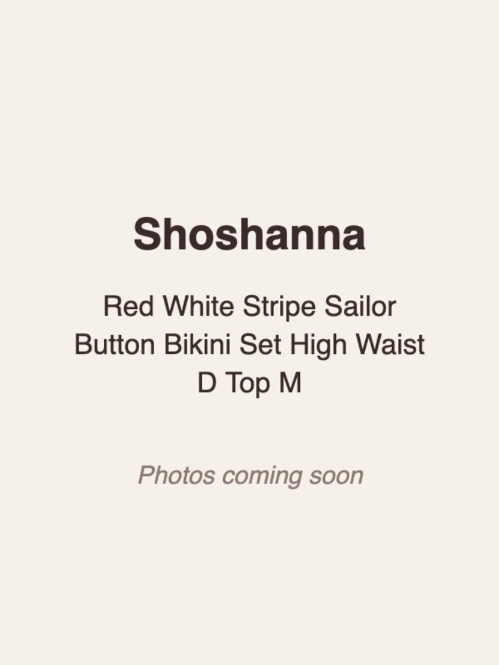 Shoshanna Red White Stripe Sailor Button Bikini Set High Waist D Top M